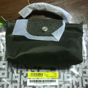 Longchamp Mini Le Pliage Top-Handle Cosmetic Bag in Loden Green